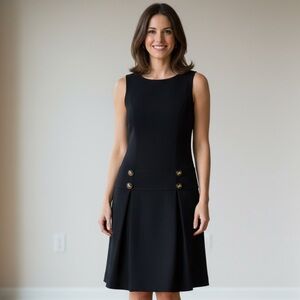 Eliza J Black 70’s Inspired Pleated Skirt Classic Dress